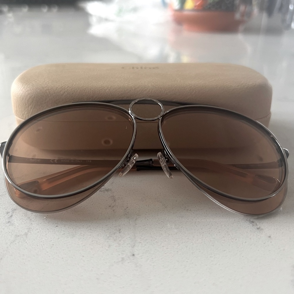NWOT CHLOE 61mm ROMIE oversize Sunglasses in Grad Blue MSRP$460 Light Tinted
